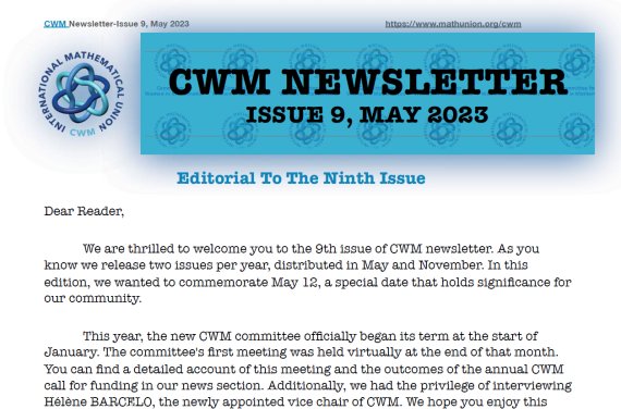 CWM Newsletter 9, May 2023